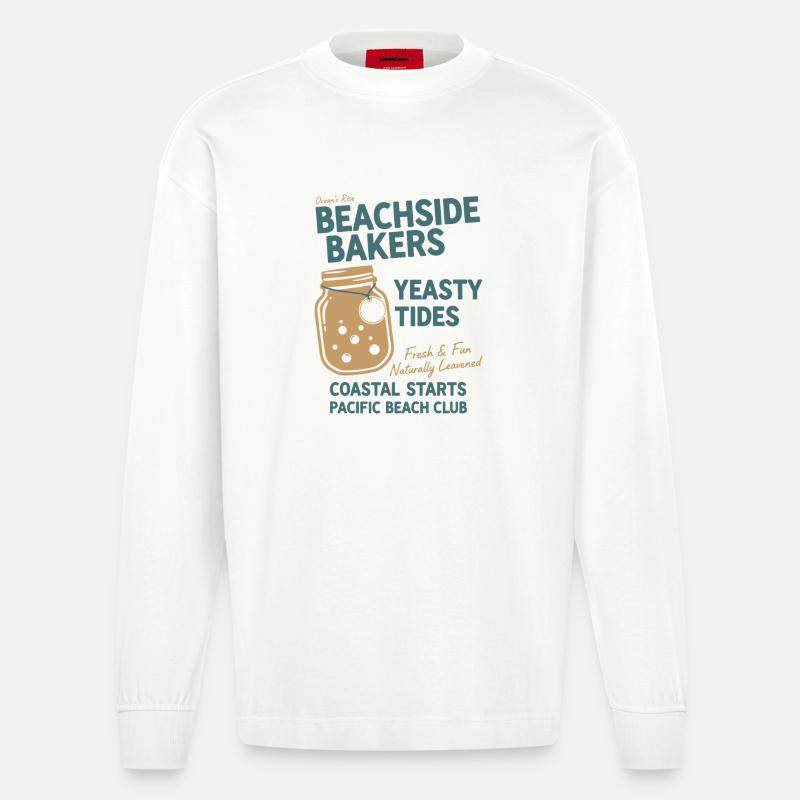 Sauerteig Brot Backen Ästhetik Design  - Heavyweight Oversized Organic Langarmshirt Made in EU - OFF WHITE