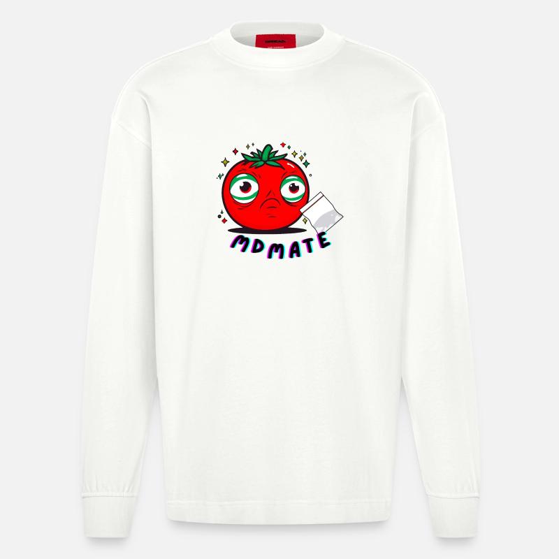 MDMATE - Tomate mit Kick - Heavyweight Oversized Organic Langarmshirt Made in EU - OFF WHITE