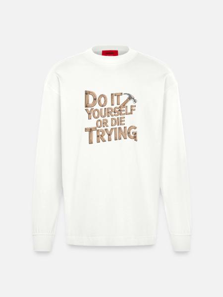 DIY Heimwerker T-Shirt - Heavyweight Oversized Organic Langarmshirt Made in EU - OFF WHITE