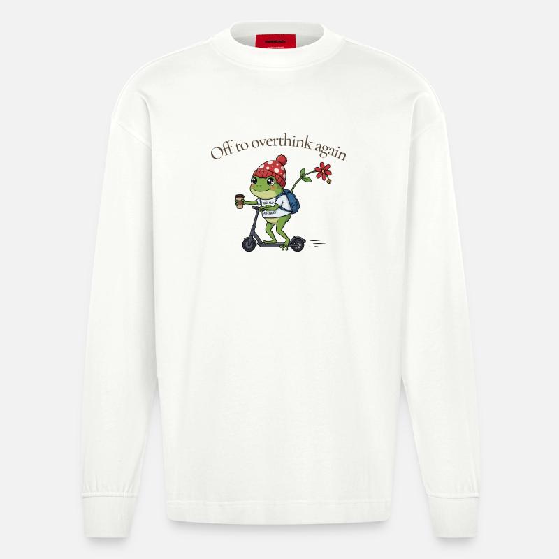 Toad-ally caffeinated frog - Heavyweight Oversized Organic Longsleeve Shirt Made in EU - OFF WHITE