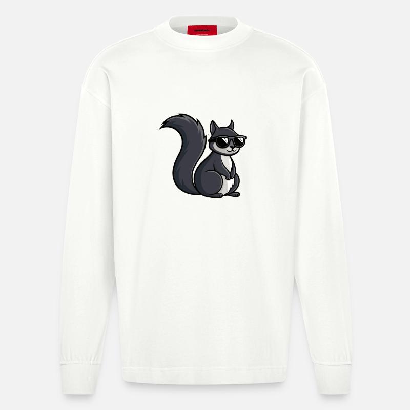 Coole Eichhörnchen-Dunkle Brille - Heavyweight Oversized Organic Langarmshirt Made in EU - OFF WHITE