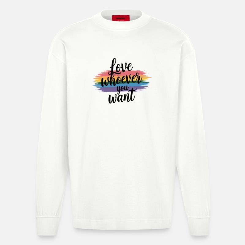 Liebe wem du willst Pride Palette - Heavyweight Oversized Organic Langarmshirt Made in EU - OFF WHITE