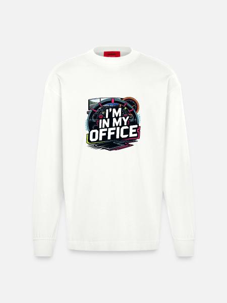 I'm in my office - Heavyweight Oversized Organic Longsleeve Shirt Made in EU - OFF WHITE