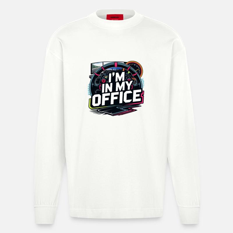 I'm in my office - Heavyweight Oversized Organic Longsleeve Shirt Made in EU - OFF WHITE