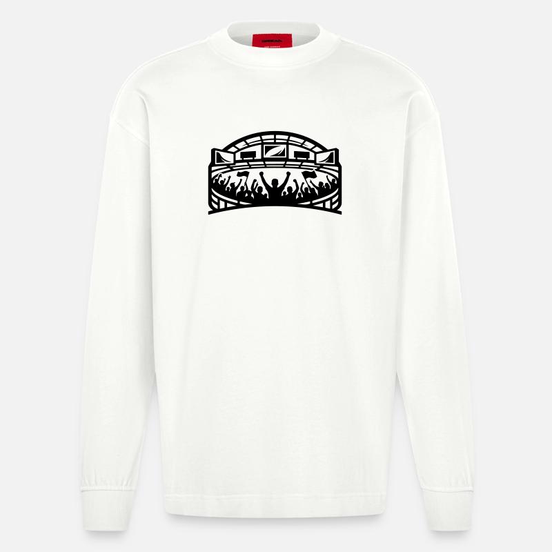 Stadium Fans Silhouette - Heavyweight Oversized Organic Longsleeve Shirt Made in EU - OFF WHITE