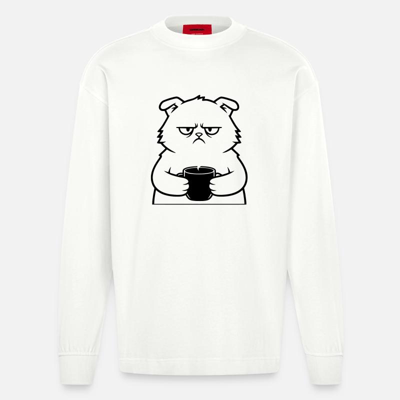 Plan du café Nasty Cat - Manches longues bio épais oversize fabriqué en UE - OFF WHITE