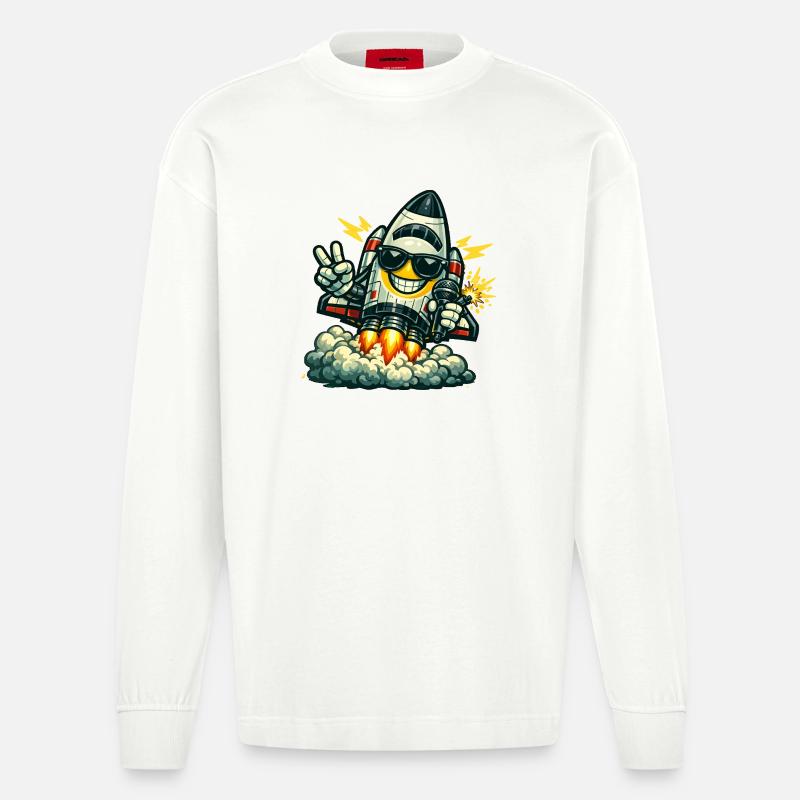 Canard Fusée Spatiale avec Micro - Manches longues bio épais oversize fabriqué en UE - OFF WHITE