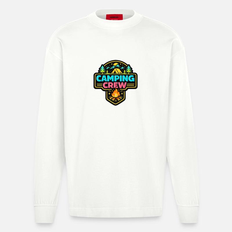 Badge de l’équipe de camping Néon - Manches longues bio épais oversize fabriqué en UE - OFF WHITE
