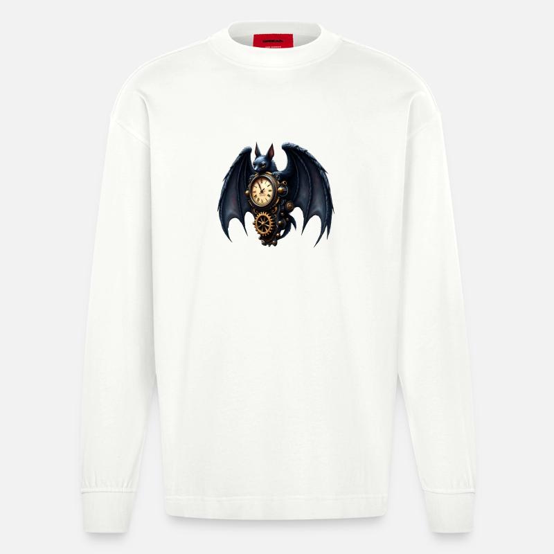 Steampunk-kellosepä maila - Heavyweight Oversized Organic pitkähihainen paita Made in EU - OFF WHITE