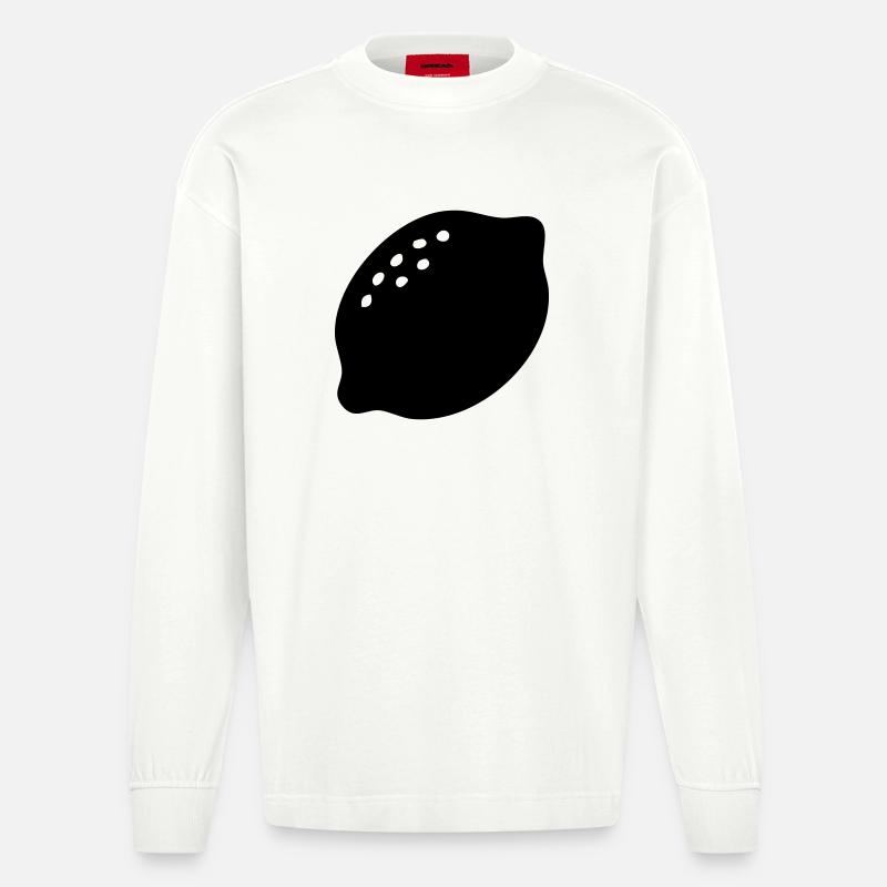 Lemon Silhouette – Fresh Citrus Design - Heavyweight Oversized Organic Langarmshirt Made in EU - OFF WHITE