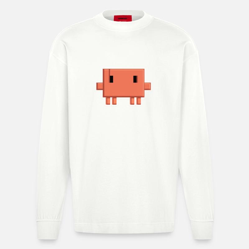 Claude Code Pixel AI Maskottchen-Entwickleraufkleber - Heavyweight Oversized Organic Langarmshirt Made in EU - OFF WHITE