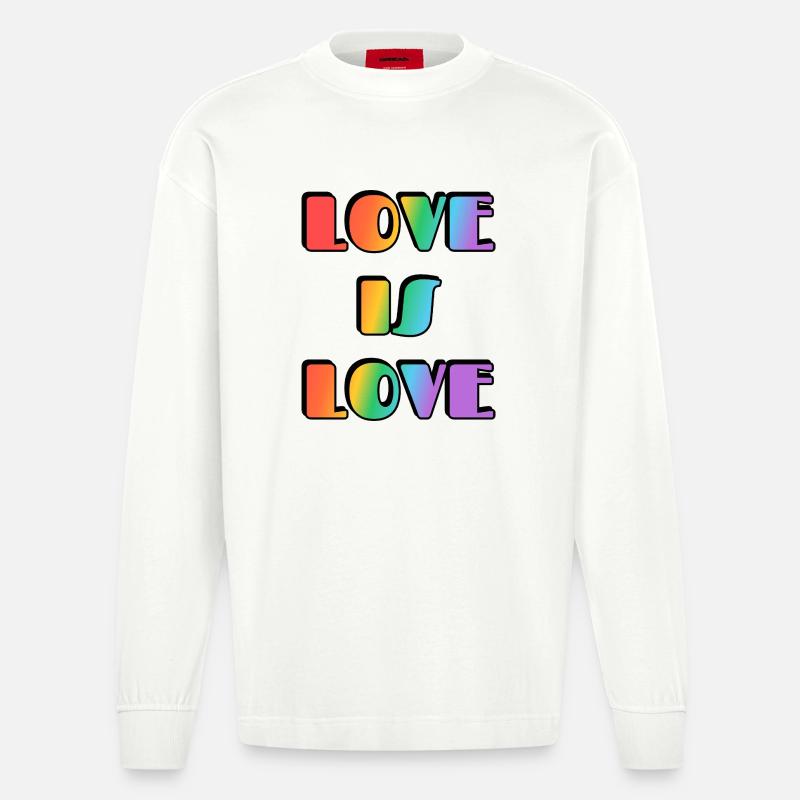 Liebe ist Liebe Regenbogen - Heavyweight Oversized Organic Langarmshirt Made in EU - OFF WHITE