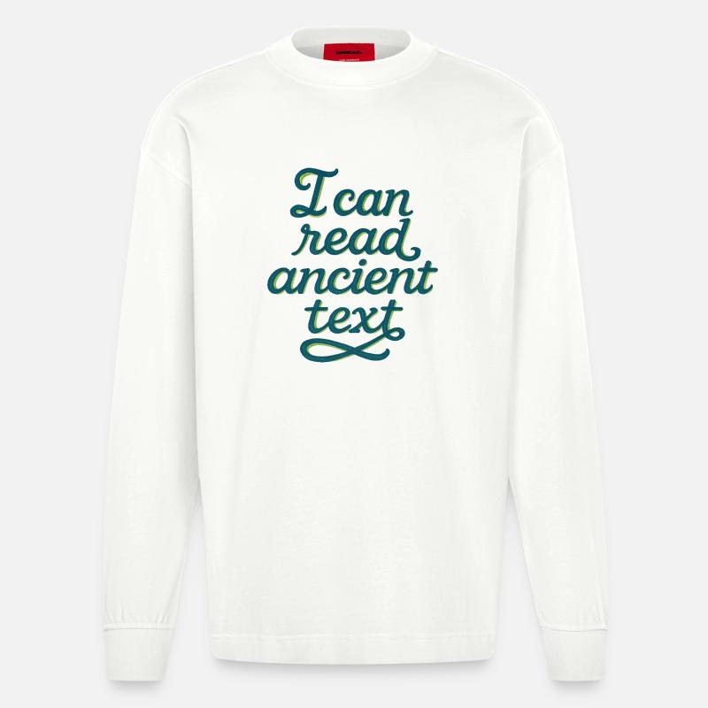 Ancient Script Tee - Heavyweight Oversized Organic Longsleeve Shirt Made in EU - OFF WHITE