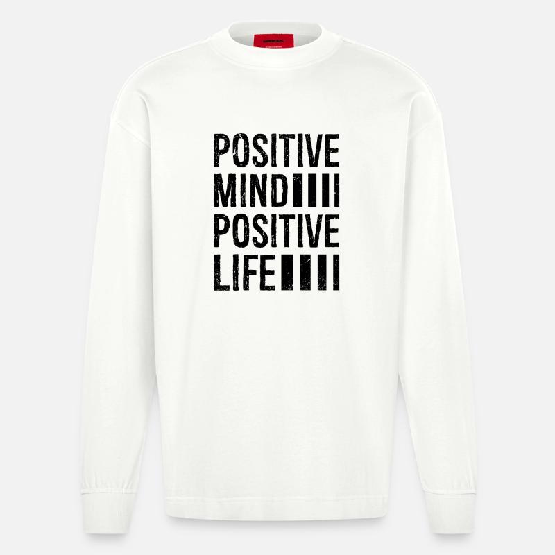 Positiver Geist positives Leben - Heavyweight Oversized Organic Langarmshirt Made in EU - OFF WHITE