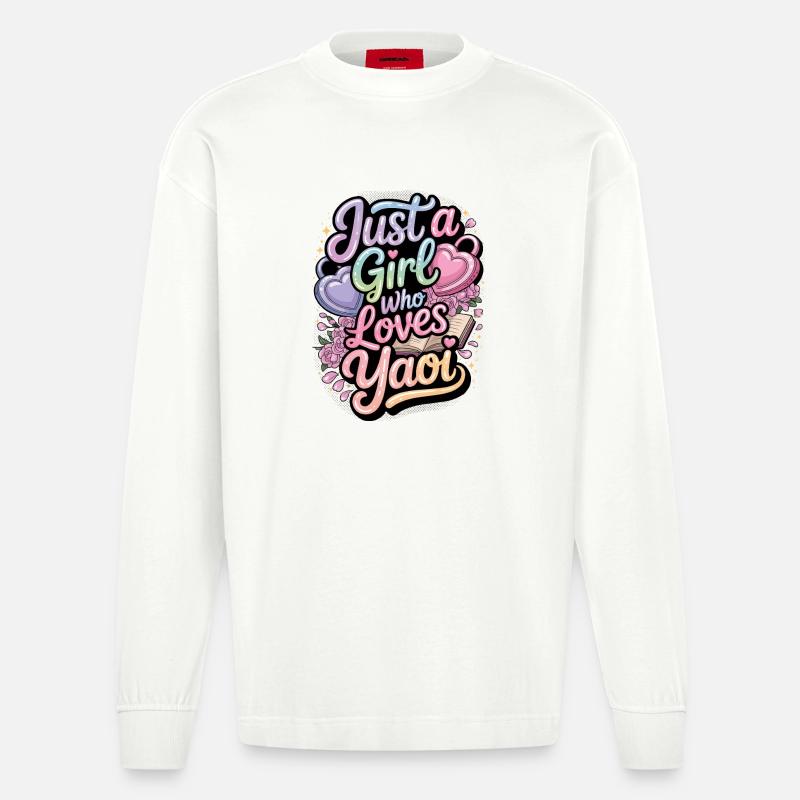 Nur ein Mädchen, das Yaoi liebt. - Heavyweight Oversized Organic Langarmshirt Made in EU - OFF WHITE