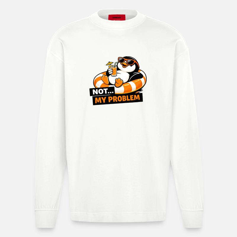 Nicht mein Problem, Penguin Chill - Heavyweight Oversized Organic Langarmshirt Made in EU - OFF WHITE