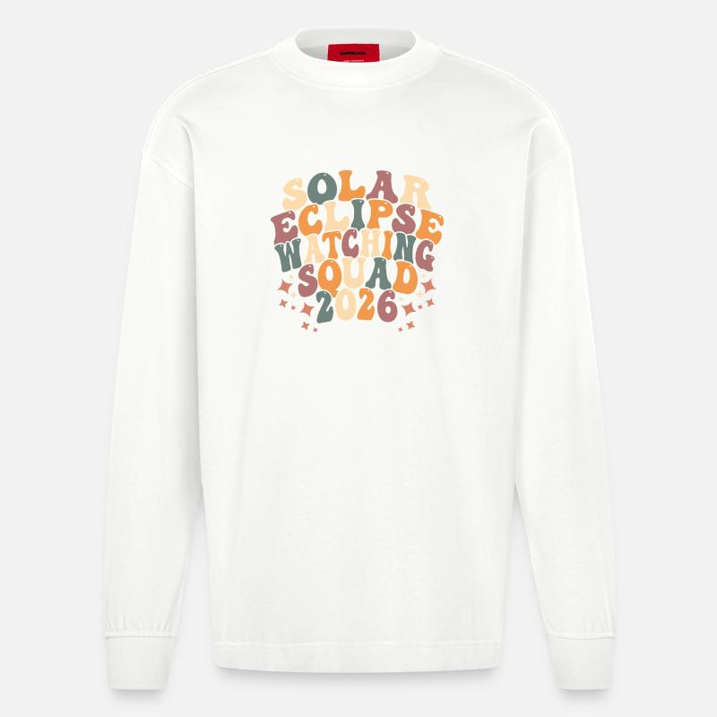 Solar Eclipse Squad 2026 - Heavyweight Oversized Organic Langarmshirt Made in EU - OFF WHITE