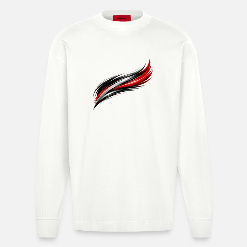 Sportliches Trikot Design Dynamischer Effekt - Heavyweight Oversized Organic Langarmshirt Made in EU - OFF WHITE