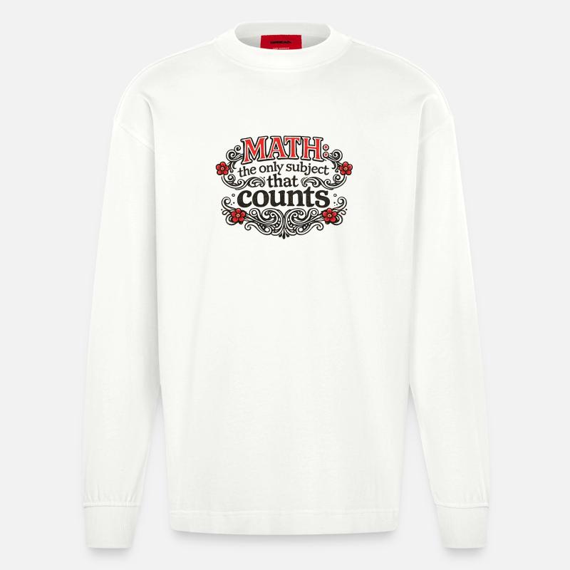 Math Counts: Ornate Quote Tee - Heavyweight Oversized Organic Langarmshirt Made in EU - OFF WHITE