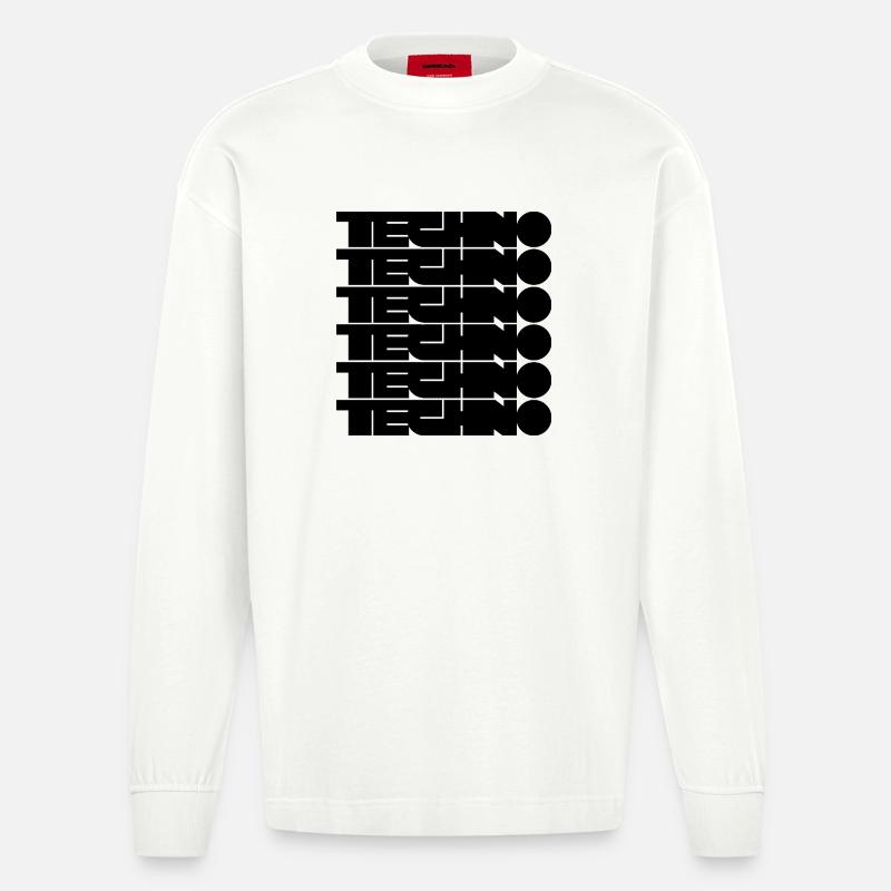 Techno djärv logotypdesign - Heavyweight Oversized Organic Longsleeve Made in EU - OFF WHITE