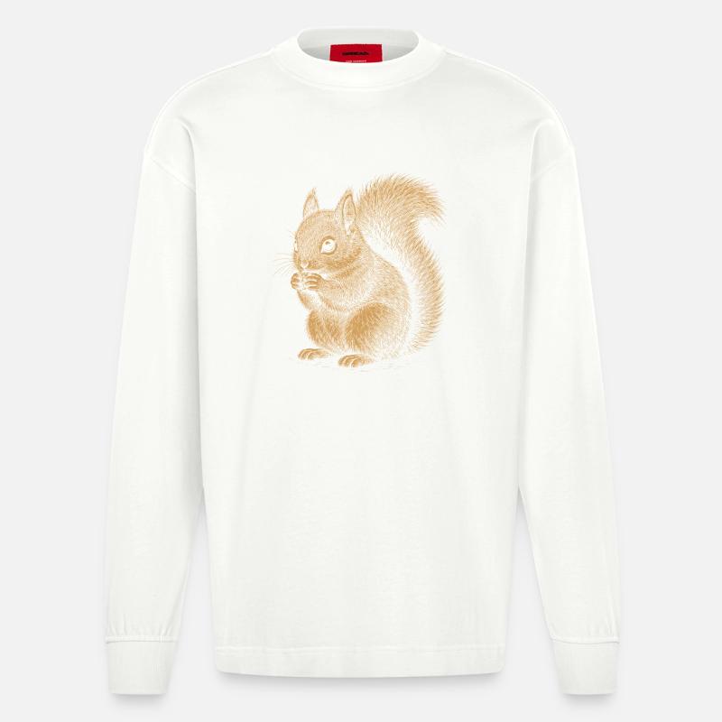 Eichhörnchen - Heavyweight Oversized Organic Langarmshirt Made in EU - OFF WHITE