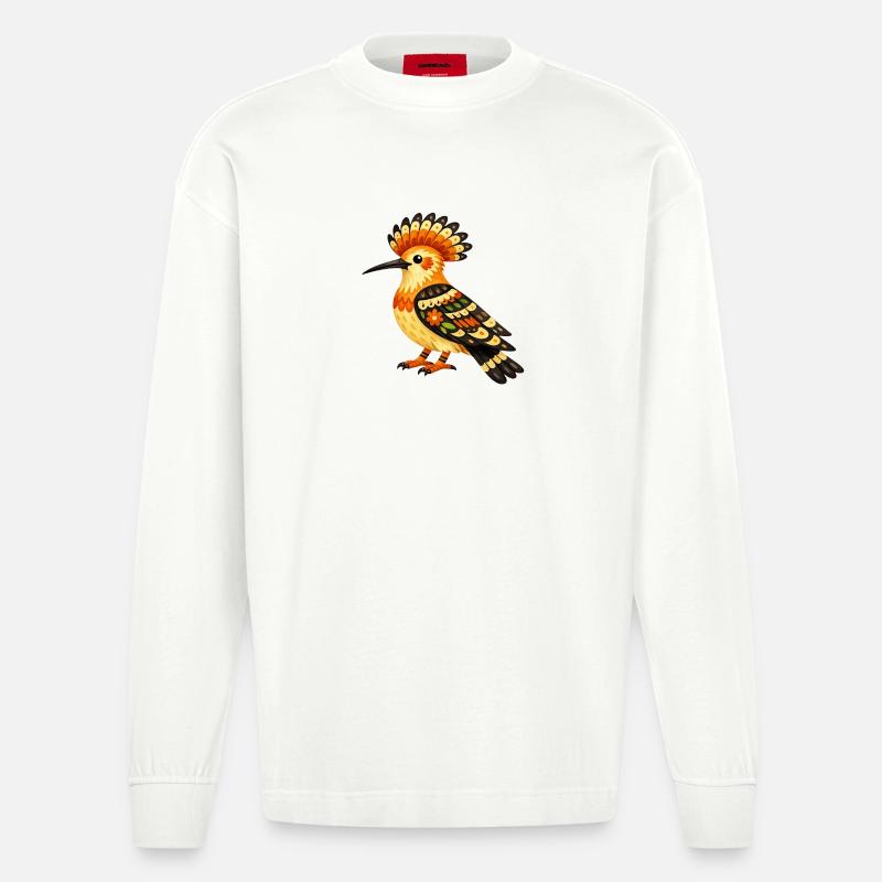Farbenfroher Dudek im Volksstil - Heavyweight Oversized Organic Langarmshirt Made in EU - OFF WHITE