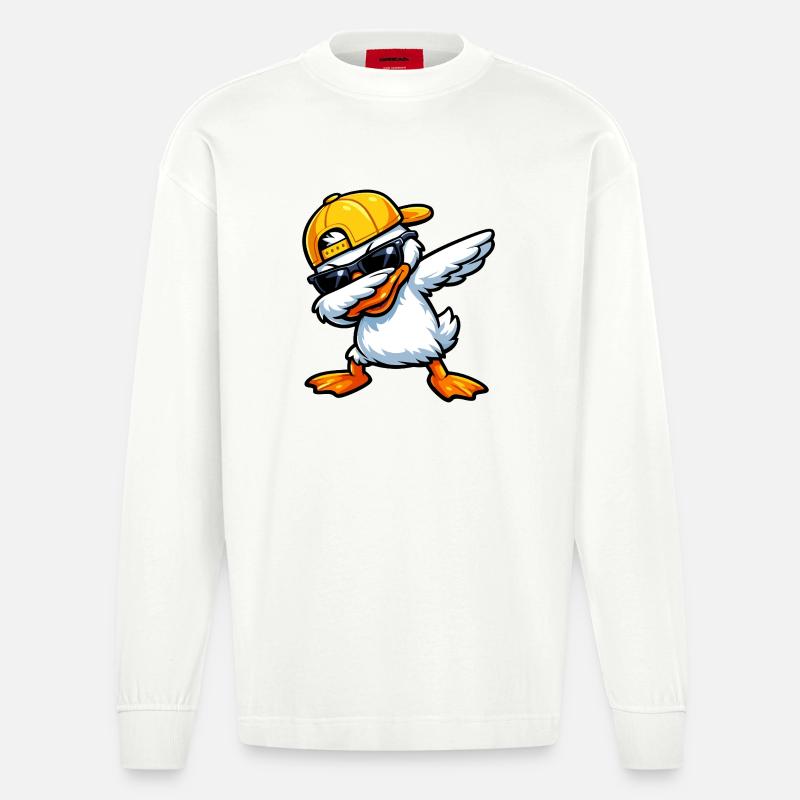 Anatra Squapping - Maglia a maniche lunghe ecologica oversize Heavyweight Made in UE - OFF WHITE