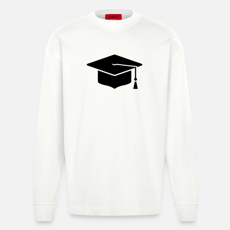 Doktorhut Abschluss Icon - Heavyweight Oversized Organic Langarmshirt Made in EU - OFF WHITE