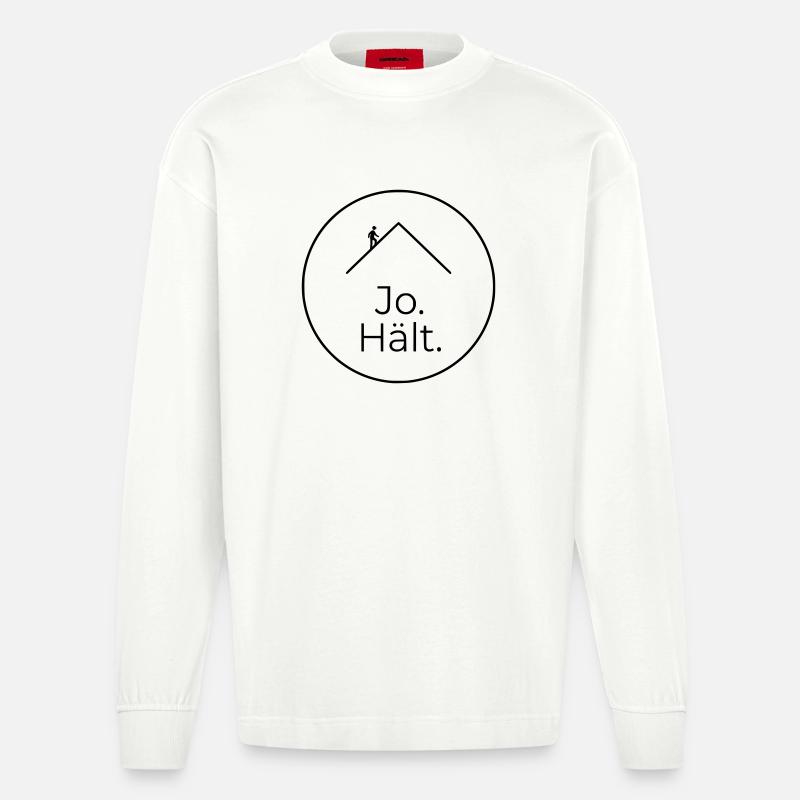Dachdecker Jo Hält Spruch Badge - Heavyweight Oversized Organic Langarmshirt Made in EU - OFF WHITE