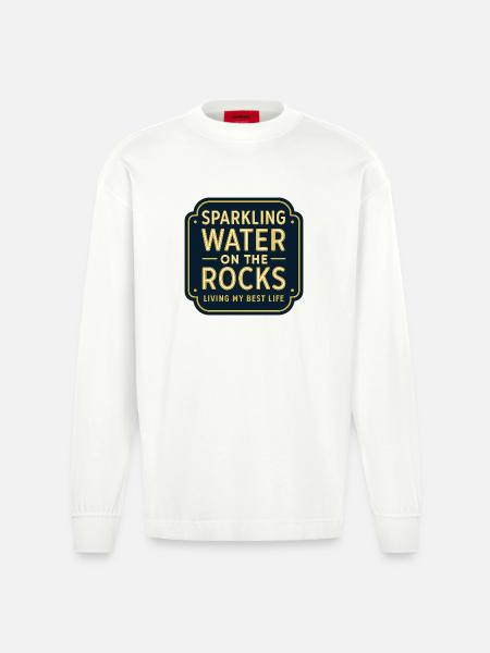 Sparkling water on rocks neon - Heavyweight Oversized Organic Longsleeve Shirt Made in EU - OFF WHITE