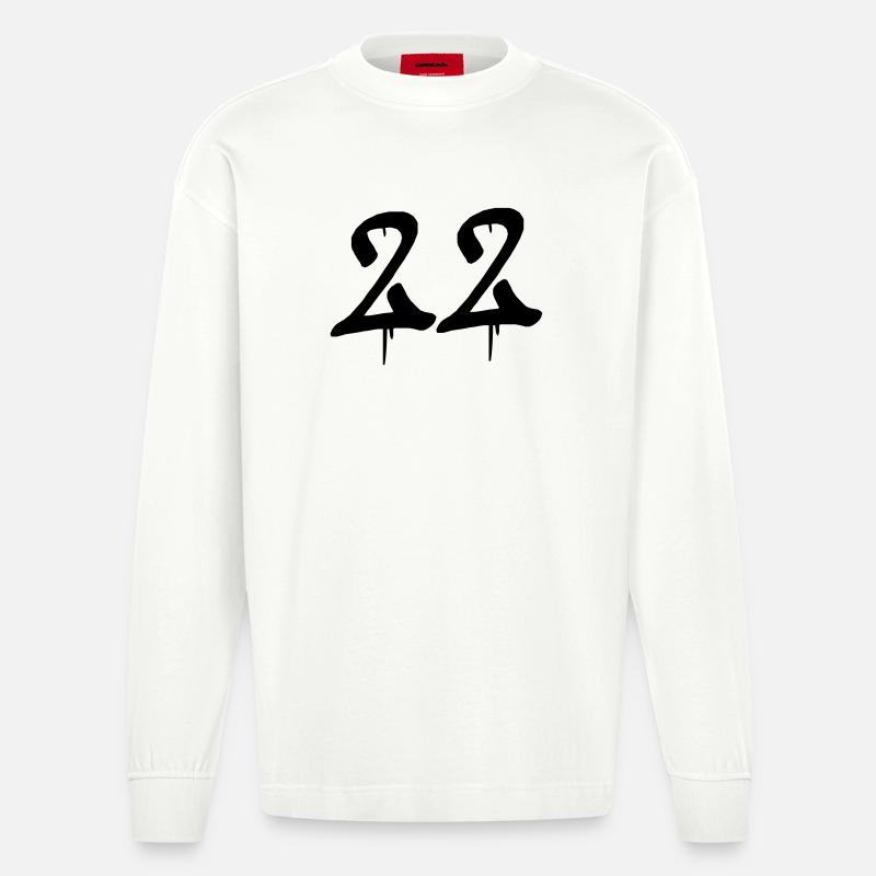 22_graffiti - Heavyweight Oversized Organic Langarmshirt Made in EU - OFF WHITE