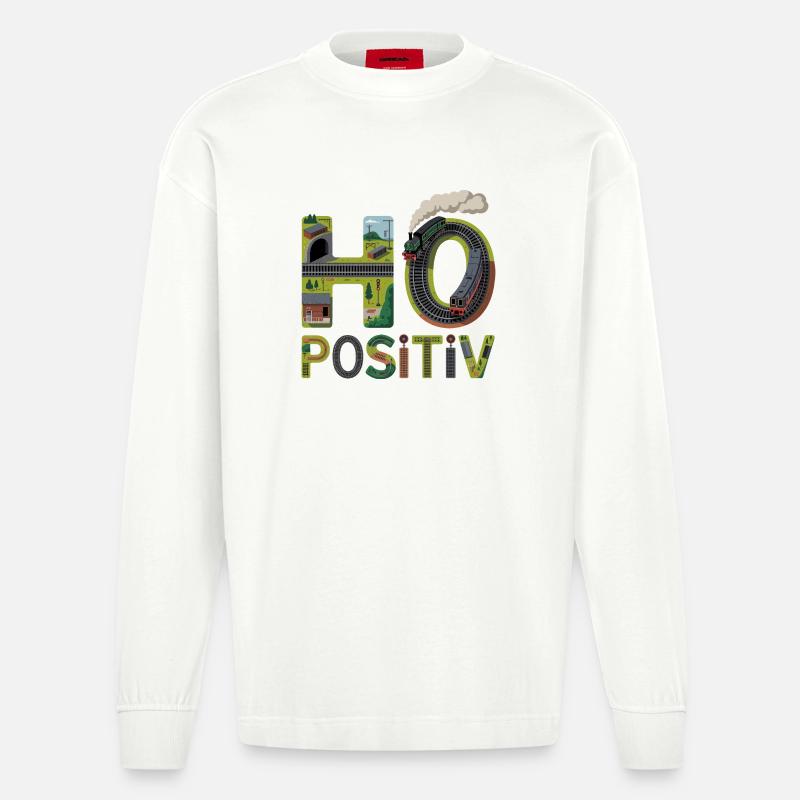 Eisenbahn Buchstaben Kunst - Heavyweight Oversized Organic Langarmshirt Made in EU - OFF WHITE