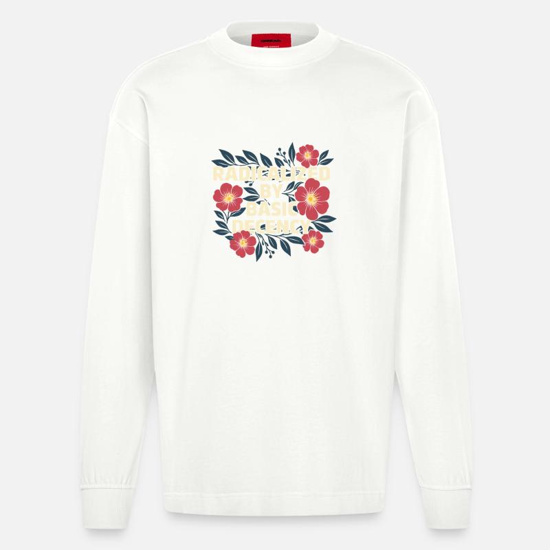 Radicalized Basic Decency Kindness Human Rights - Heavyweight Oversized Organic Longsleeve Shirt Made in EU - OFF WHITE