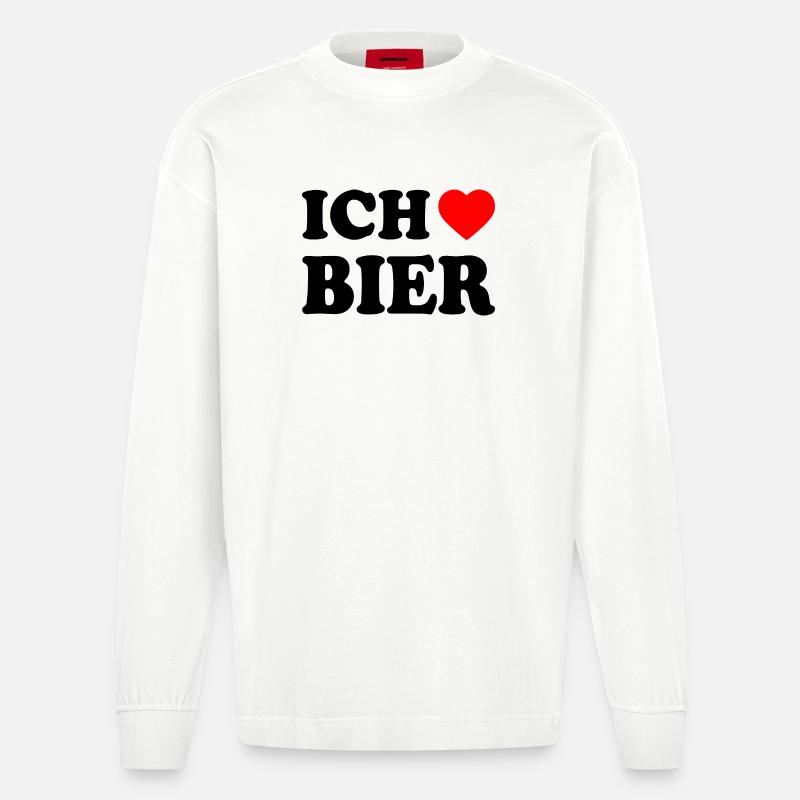 Ich liebe bier - Heavyweight Oversized Organic Langarmshirt Made in EU - OFF WHITE