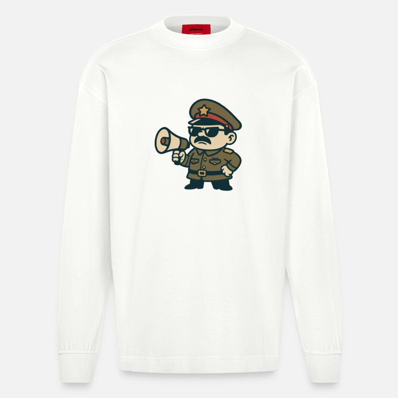 Retro-Sergeant-Megafon - Heavyweight Oversized Organic Langarmshirt Made in EU - OFF WHITE