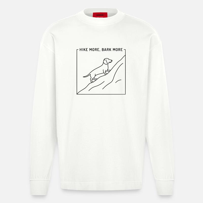 Hike More Bark More - Heavyweight Oversized Organic Longsleeve Shirt Made in EU - OFF WHITE