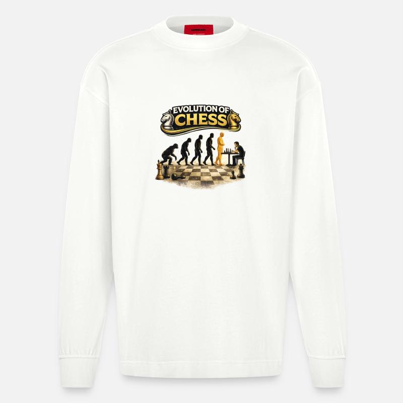Évolution des échecs - Manches longues bio épais oversize fabriqué en UE - OFF WHITE