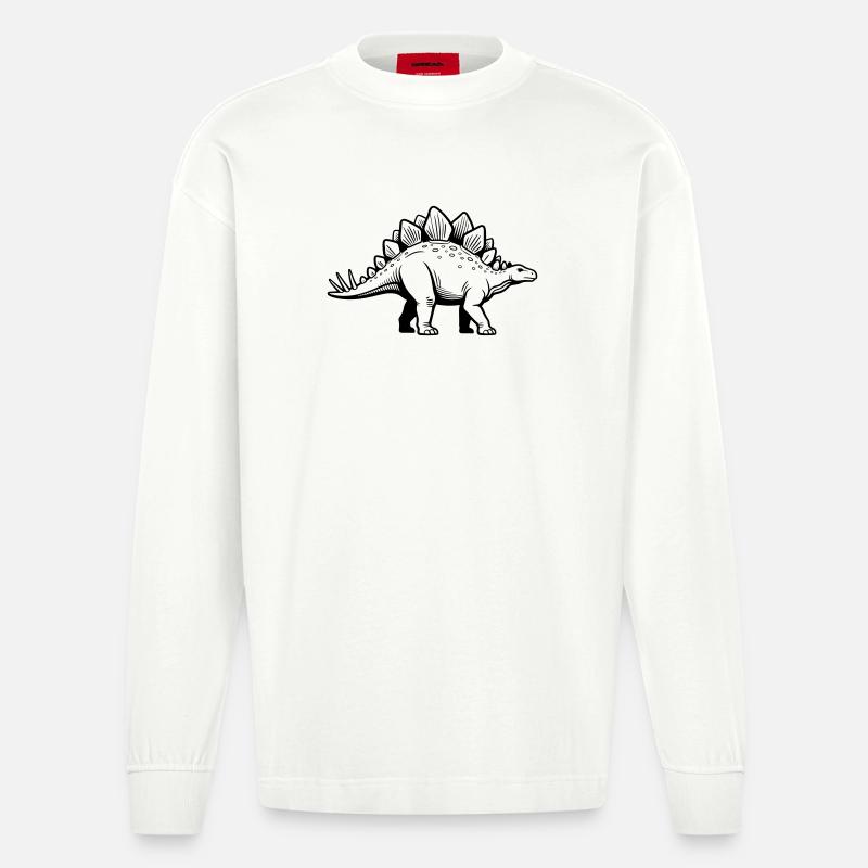 Stegosaurus - Heavyweight Oversized Organic Longsleeve Shirt Made in EU - OFF WHITE