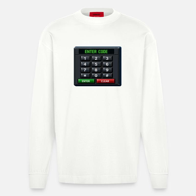 Geben Sie Code Keypad Neon ein - Heavyweight Oversized Organic Langarmshirt Made in EU - OFF WHITE