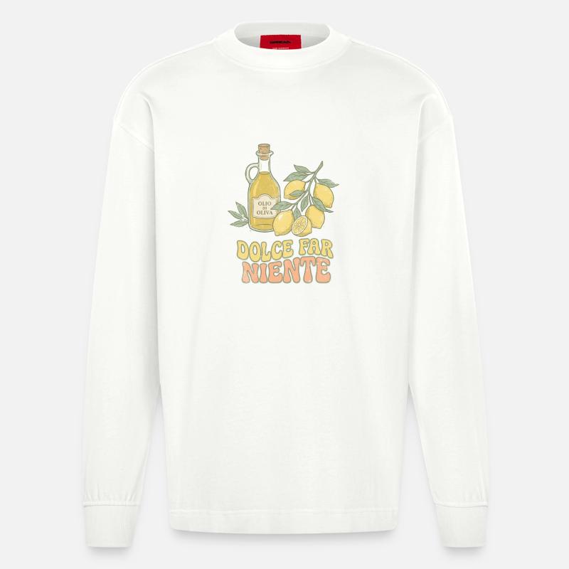 Dolce Far Niente Zitronen Olivenöl - Heavyweight Oversized Organic Langarmshirt Made in EU - OFF WHITE