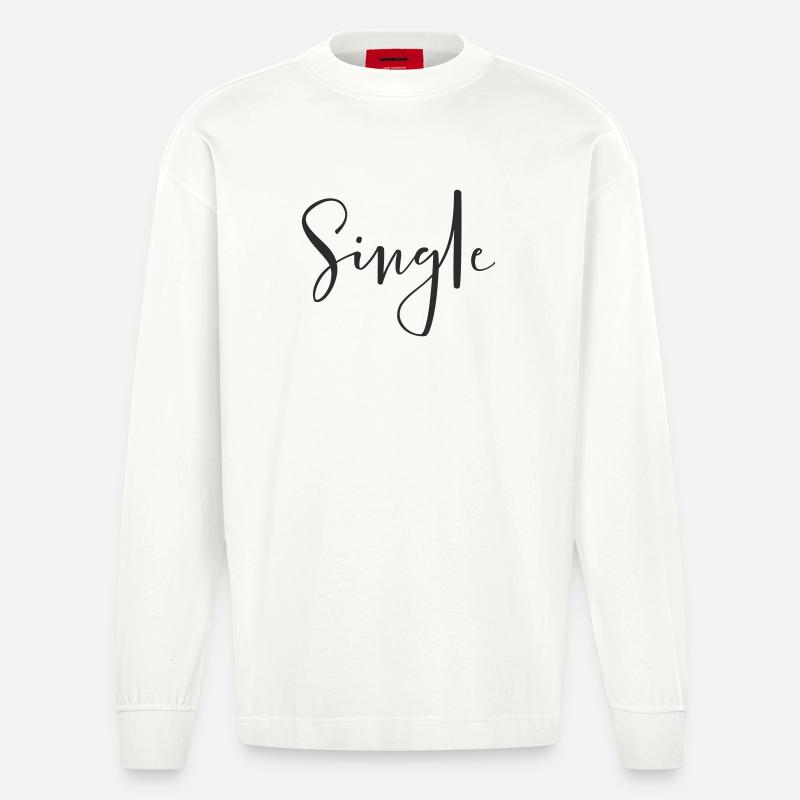 Single – Cooles Statement Textdesign - Heavyweight Oversized Organic Langarmshirt Made in EU - OFF WHITE
