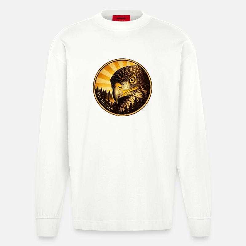 Adler Eagle SKY HUNTER - Heavyweight Oversized Organic Langarmshirt Made in EU - OFF WHITE