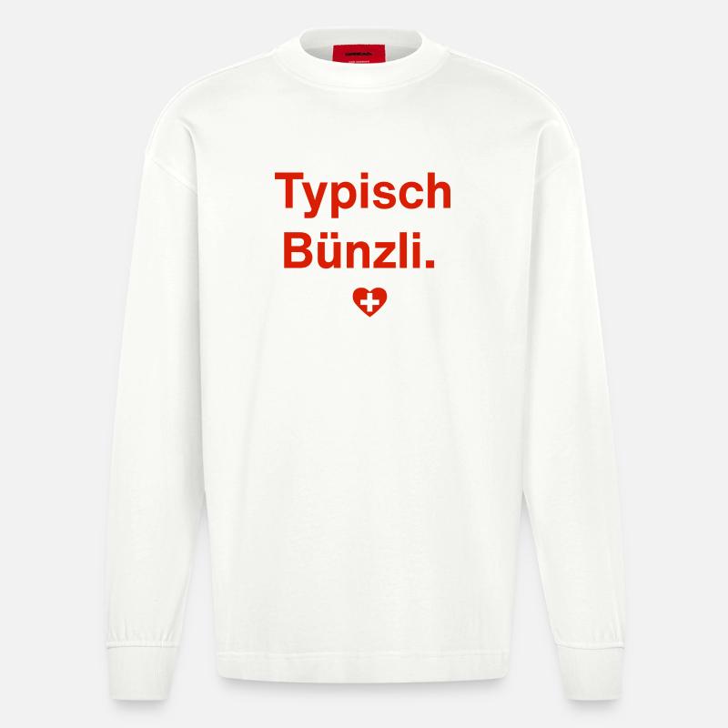 Typisch Bünzli. – Schweizer Minimal-Design - Heavyweight Oversized Organic Langarmshirt Made in EU - OFF WHITE