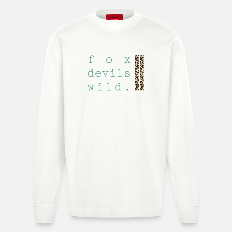 Fox Devil Wild Leopard - Heavyweight Oversized Organic Longsleeve Shirt Made in EU - OFF WHITE