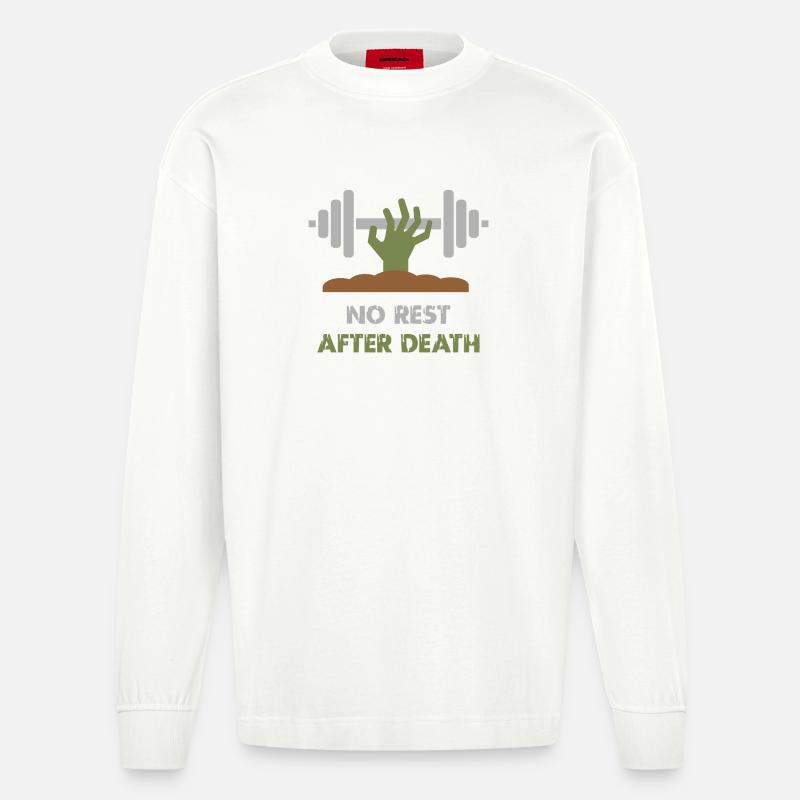 Zombie-Workout Powerlifting - Heavyweight Oversized Organic Langarmshirt Made in EU - OFF WHITE