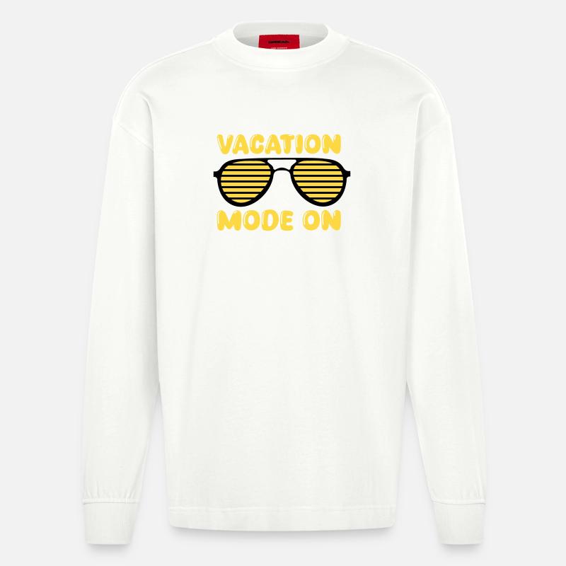 Vacation Mode On Retro - Heavyweight Oversized Organic Langarmshirt Made in EU - OFF WHITE