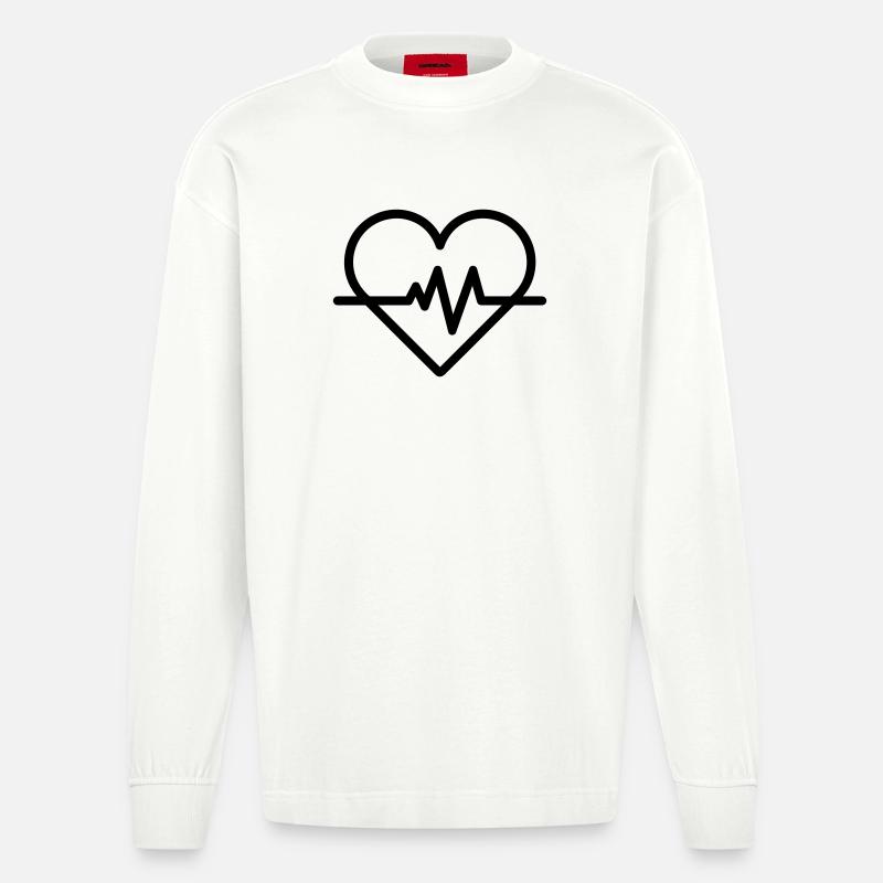 Herzfrequenz - Heavyweight Oversized Organic Langarmshirt Made in EU - OFF WHITE