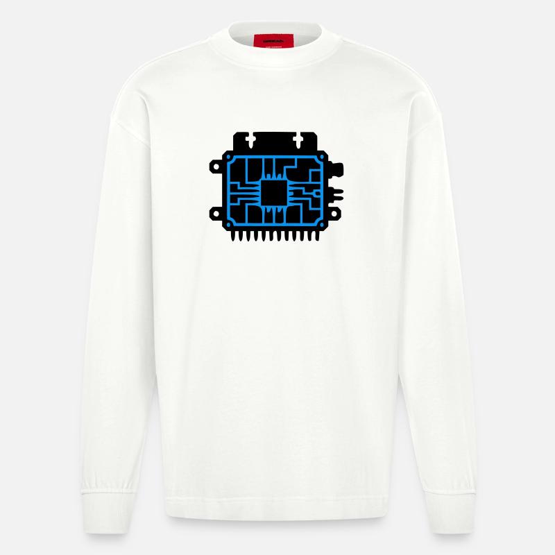 Logo informatique du PCB Microchip - Manches longues bio épais oversize fabriqué en UE - OFF WHITE