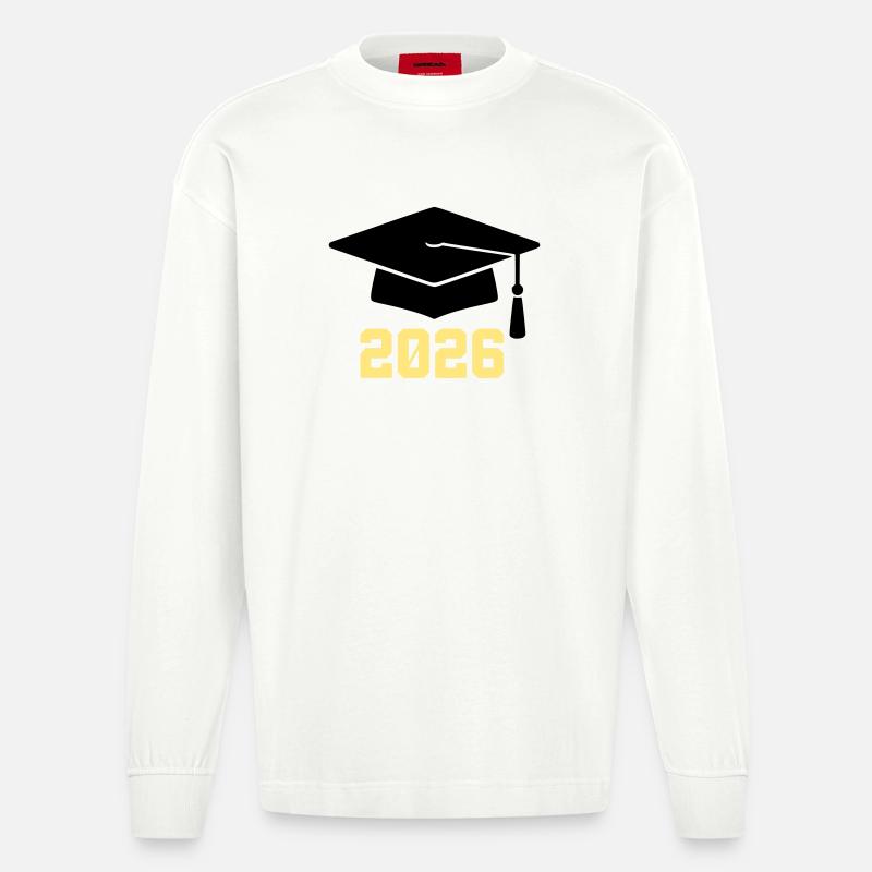 Absolvent 2026 Bachelor Hut - Heavyweight Oversized Organic Langarmshirt Made in EU - OFF WHITE