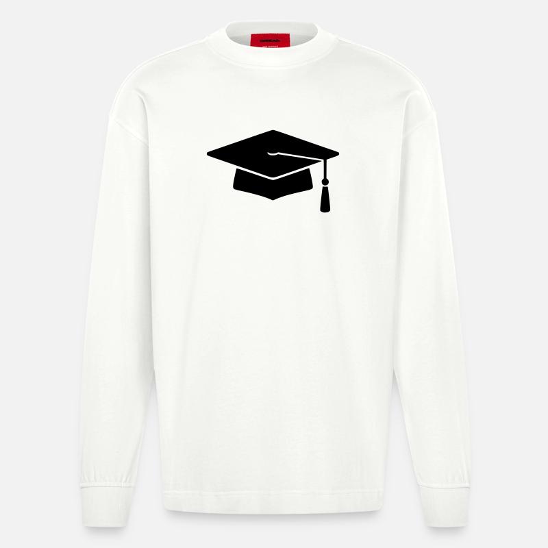 Doktorhut Abschluss Silhouette - Heavyweight Oversized Organic Langarmshirt Made in EU - OFF WHITE
